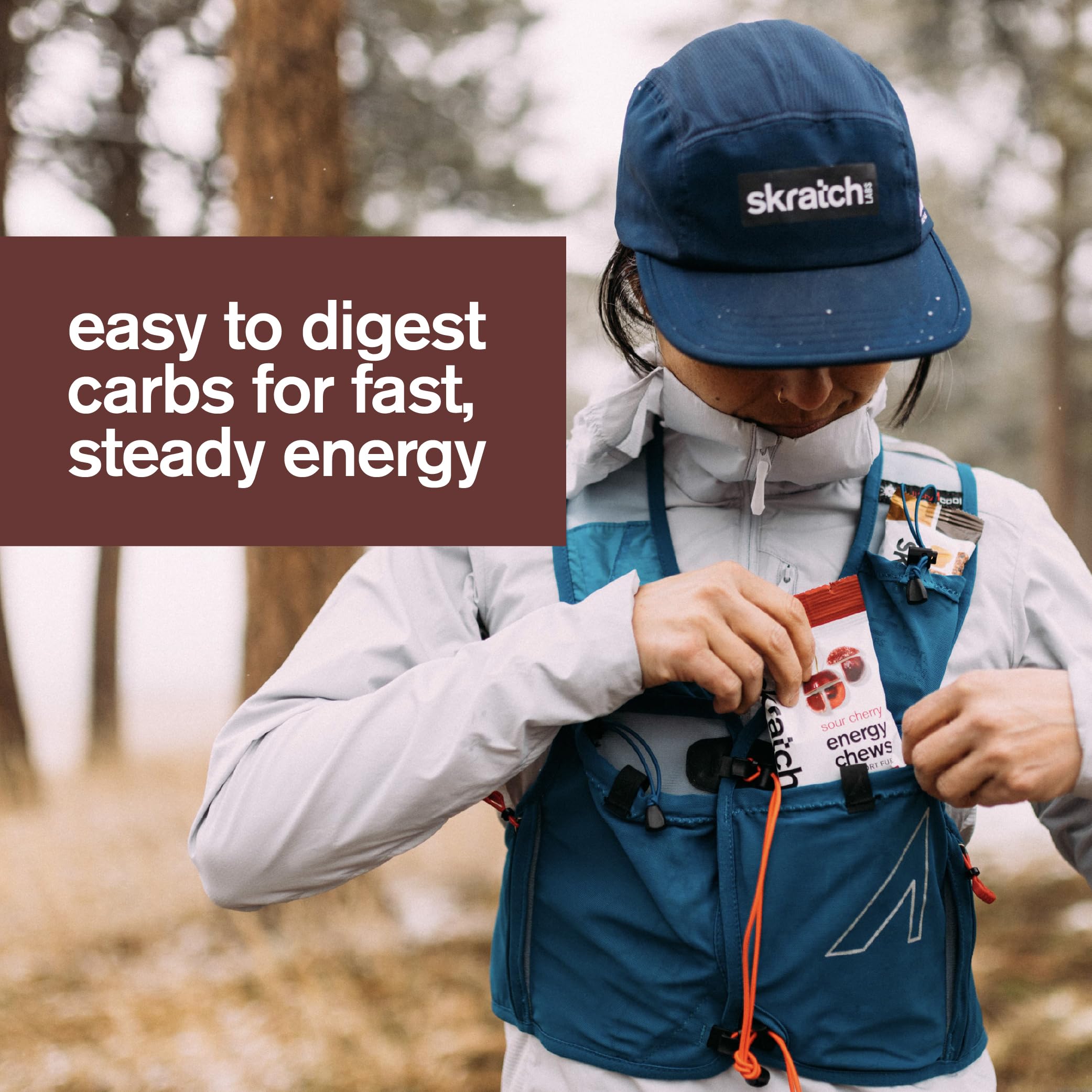 Energy chews being held for running inspiration