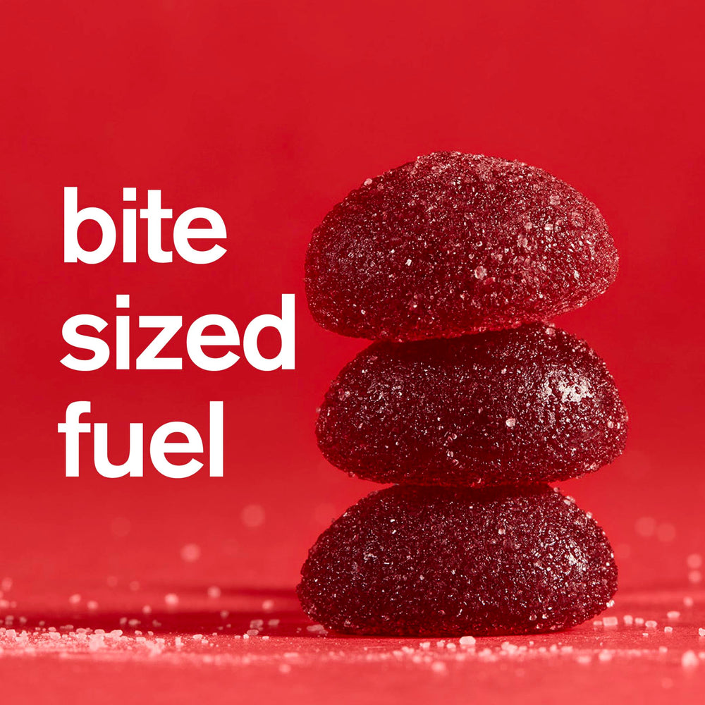 Energy chews on a cycling handlebar for quick fueling