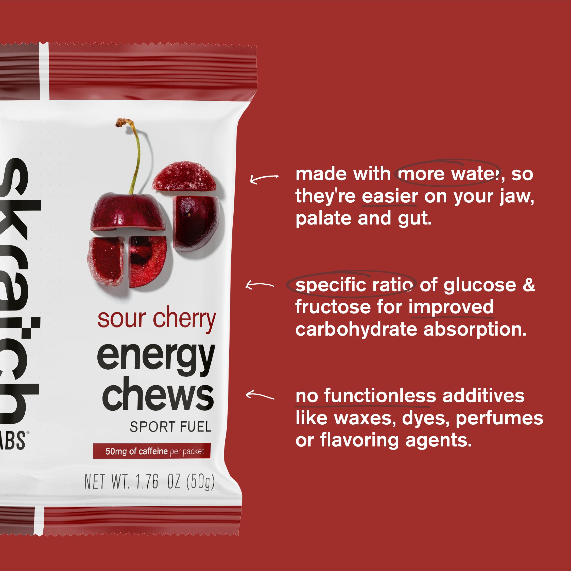 No artificial sweeteners or colors label on Skratch Labs Energy Chews