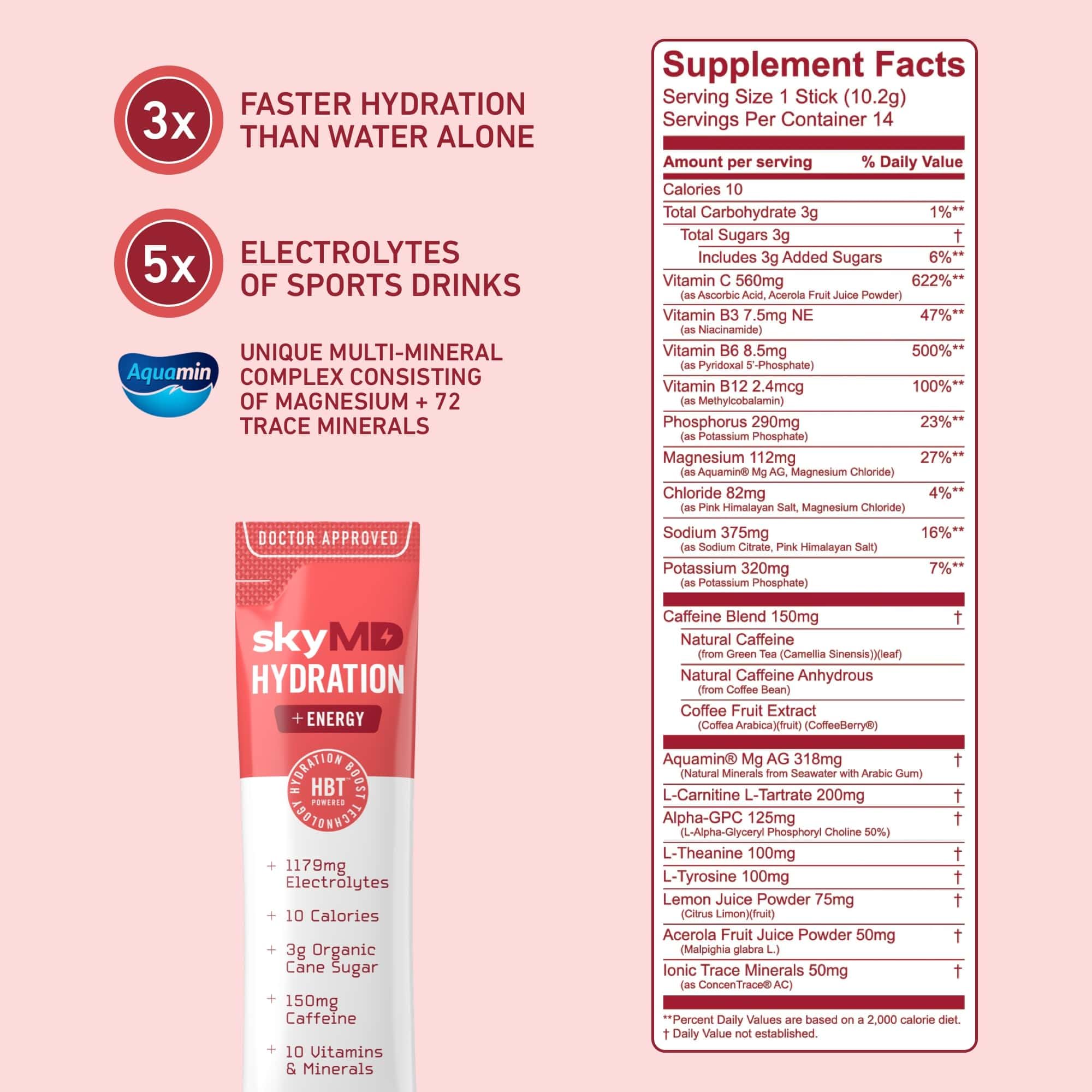 Strawberry Lemonade flavor electrolyte sticks packaging