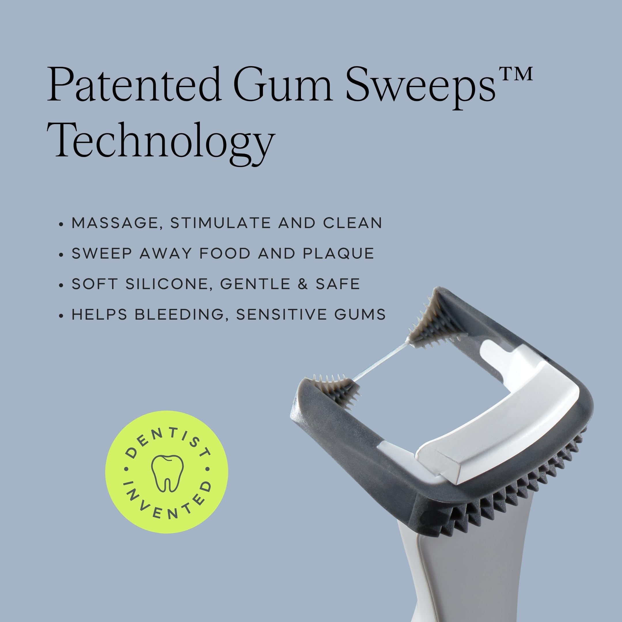 Gum Sweeps gum brushes integrated on the floss head