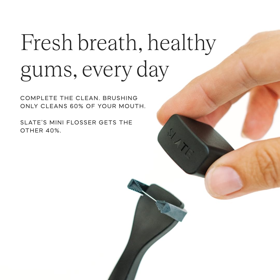 Gum brush integrated on Slate Mini Flosser