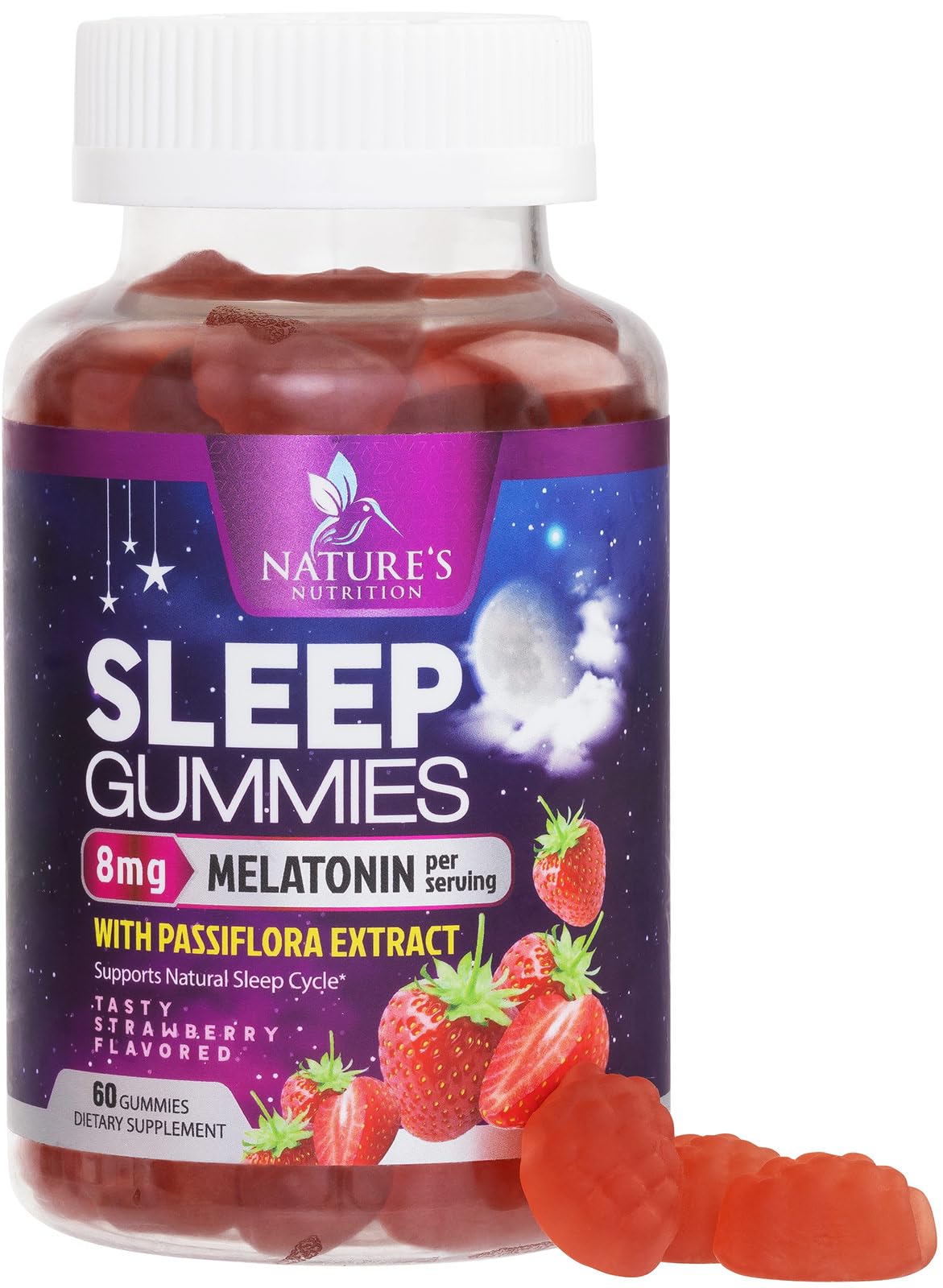 Sleep Gummies for Adults Extra Strength 8mg strawberry flavor bottle