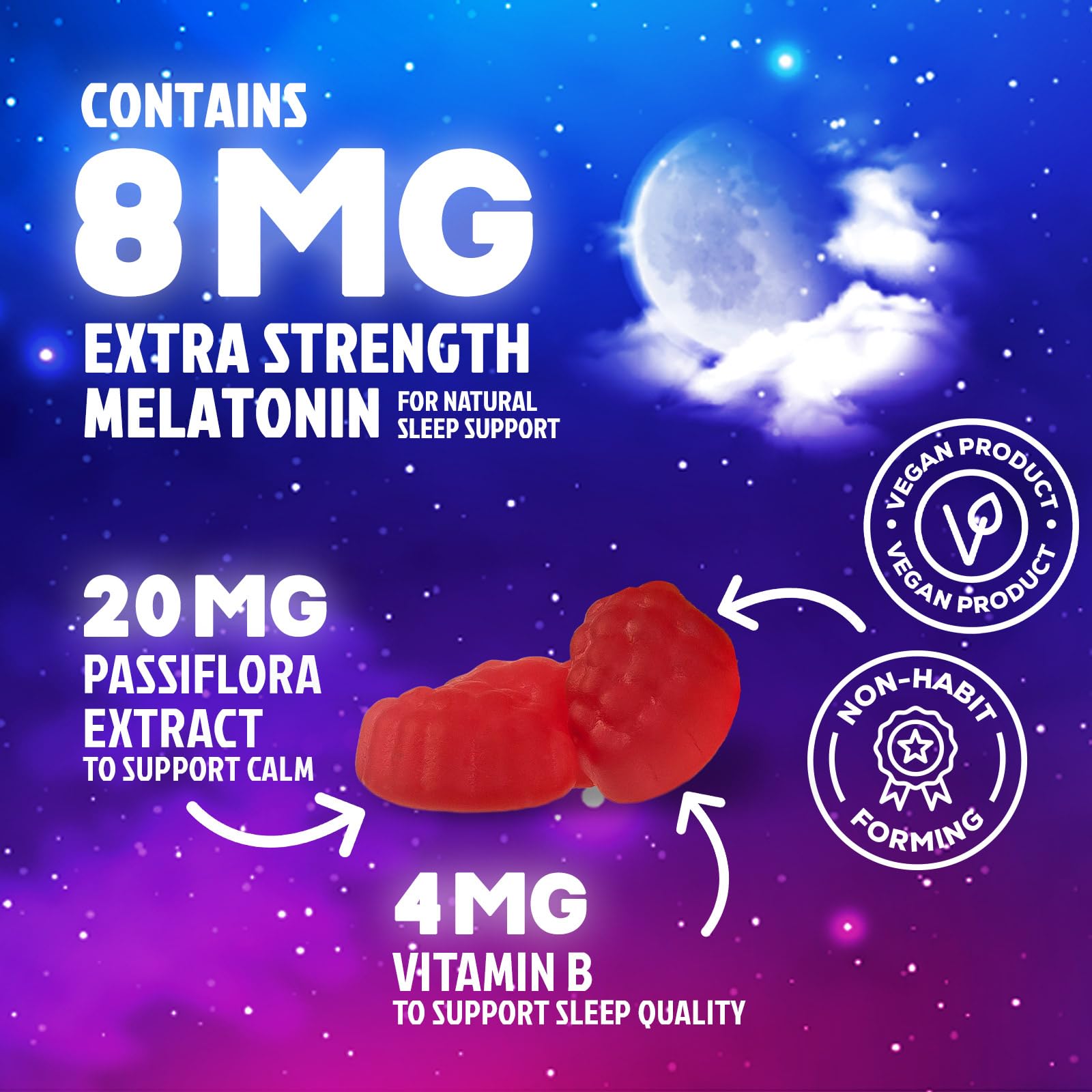 Passiflora extract ingredient card displayed with gummies