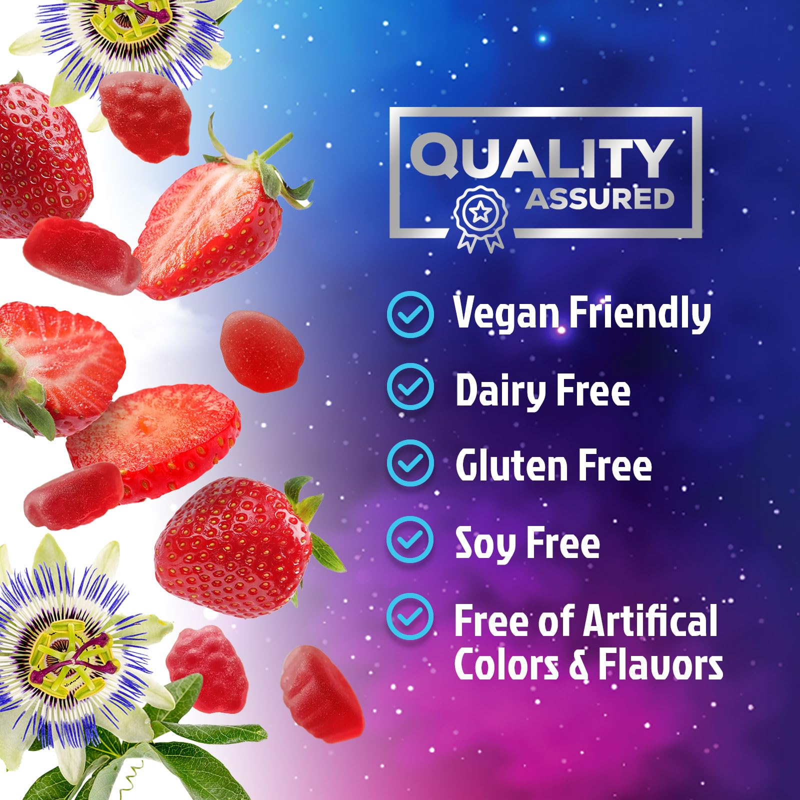 Serving suggestion: gummies on a white surface