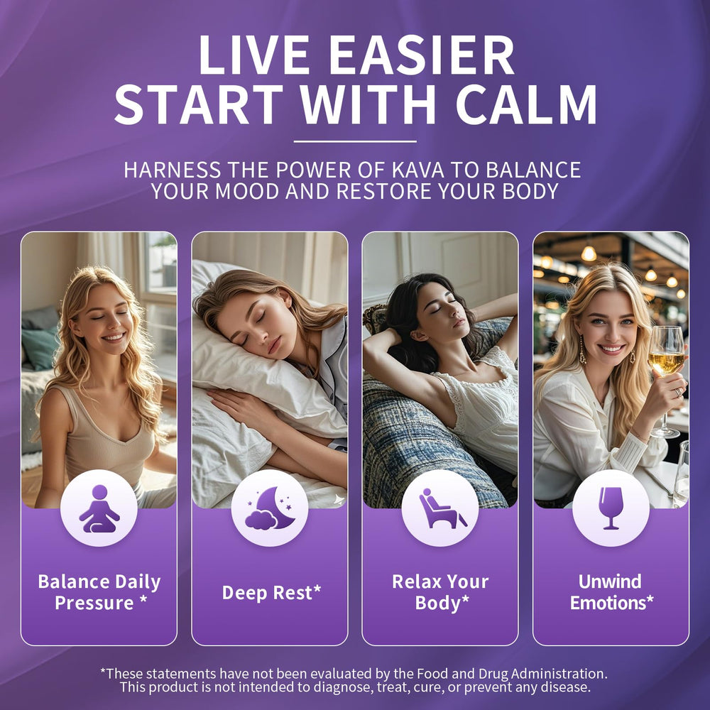 Kava capsules promoting sleep, mood balance, and cognitive support