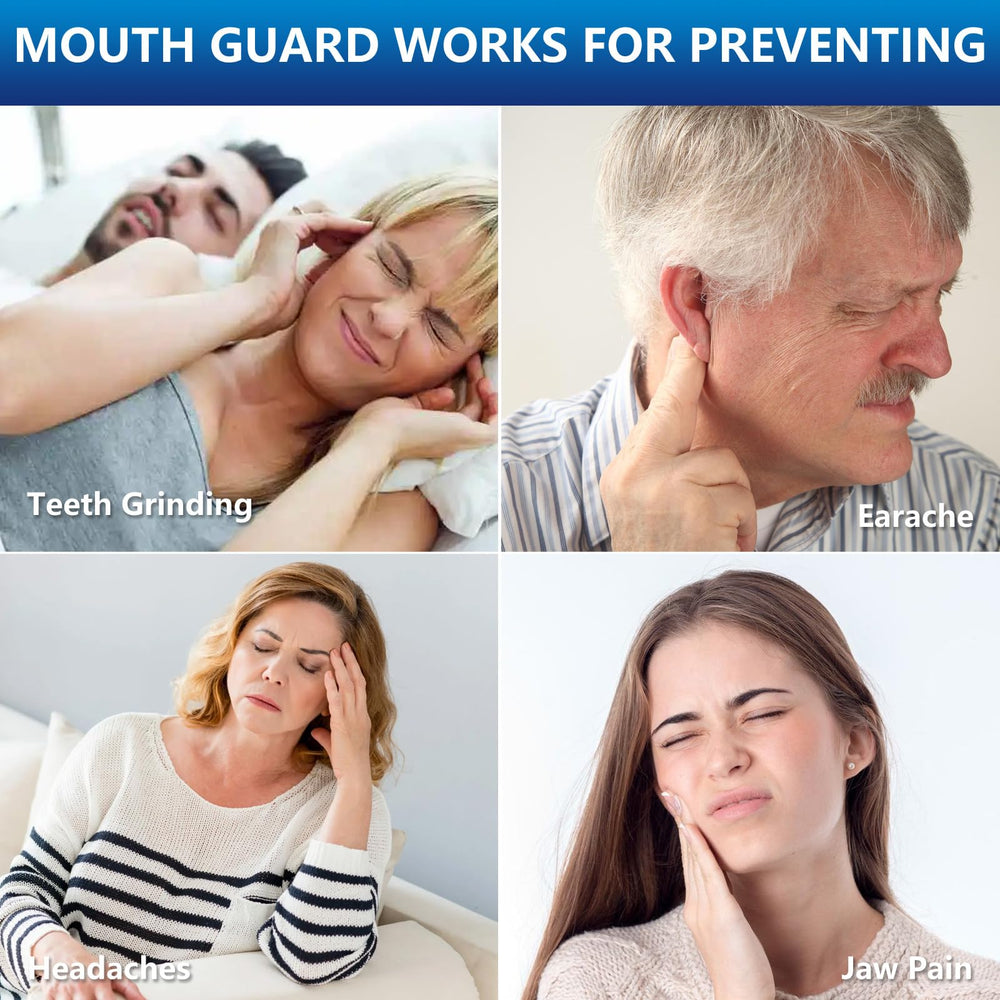 Person using sleep mouth guard at night
