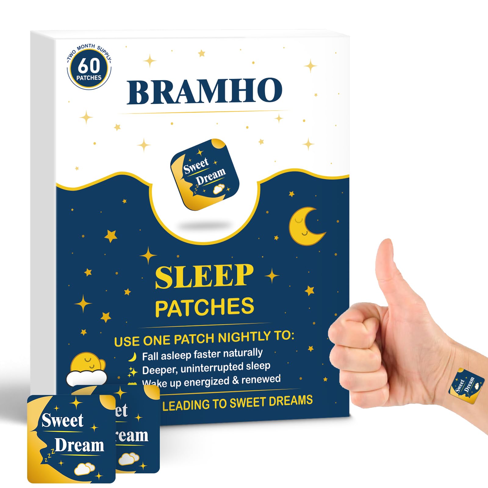 Sleep patch applied to skin for insomnia relief