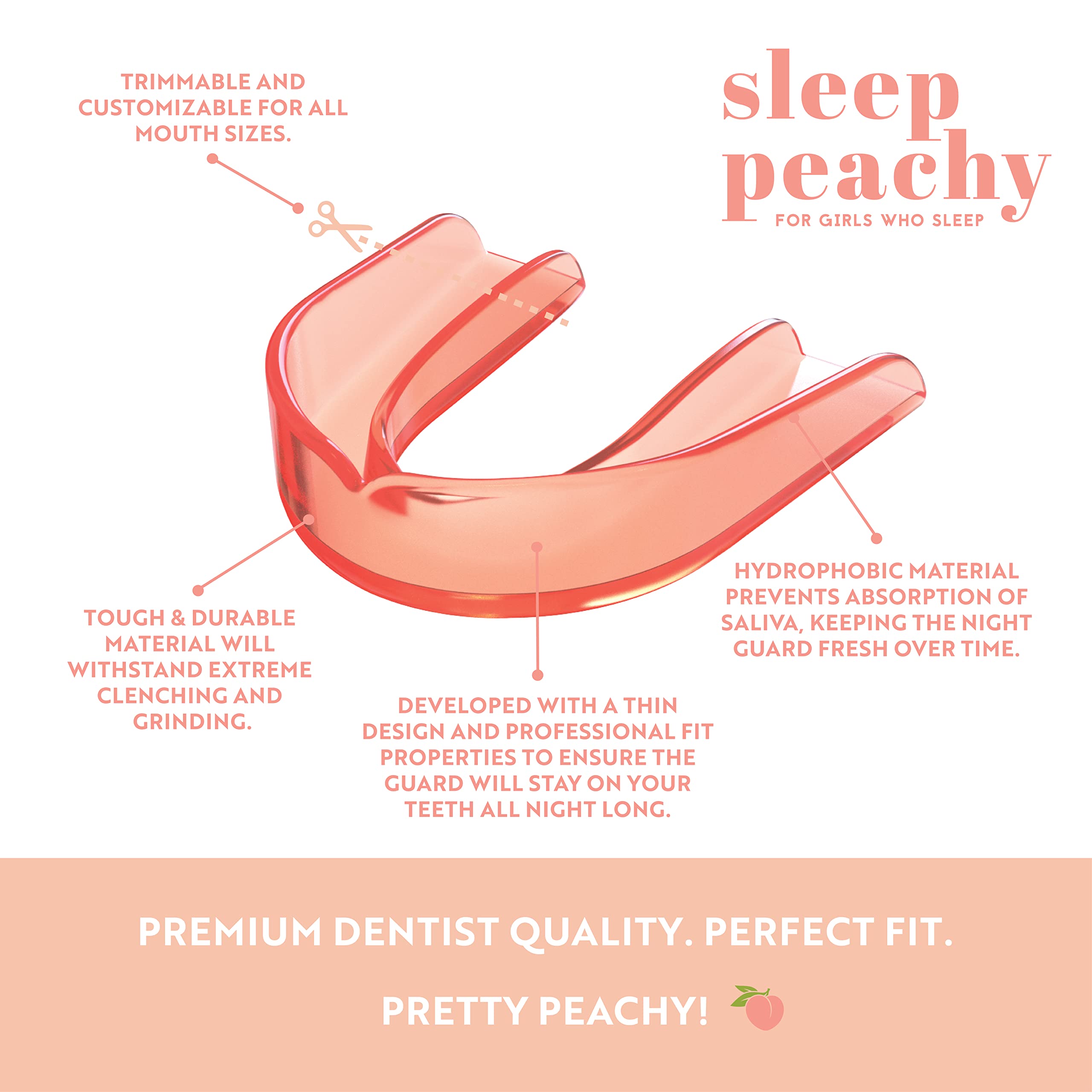 Side view showing fit of Sleep Peachy Night Guard for braces
