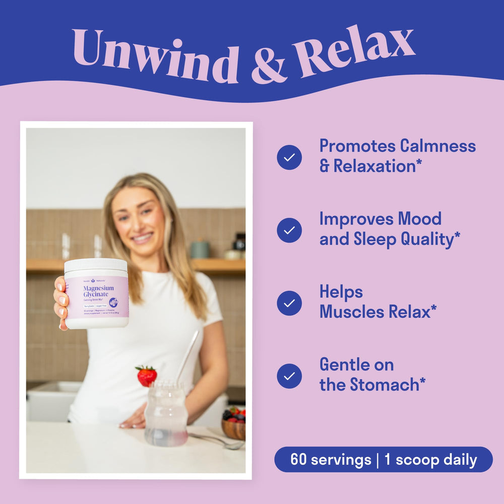 Berry flavored sleep aid drink mix in glass