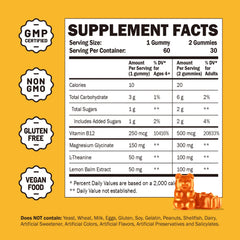 Gummies ingredients showing sleep and relaxation benefits