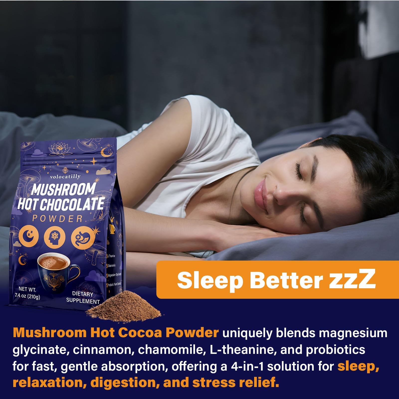 Herbal blend including lavender, lemon balm, and chamomile for sleep