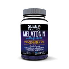 Sleep Soundly Melatonin & Magnesium Gummies bottle with Berry flavor, 60 gummies
