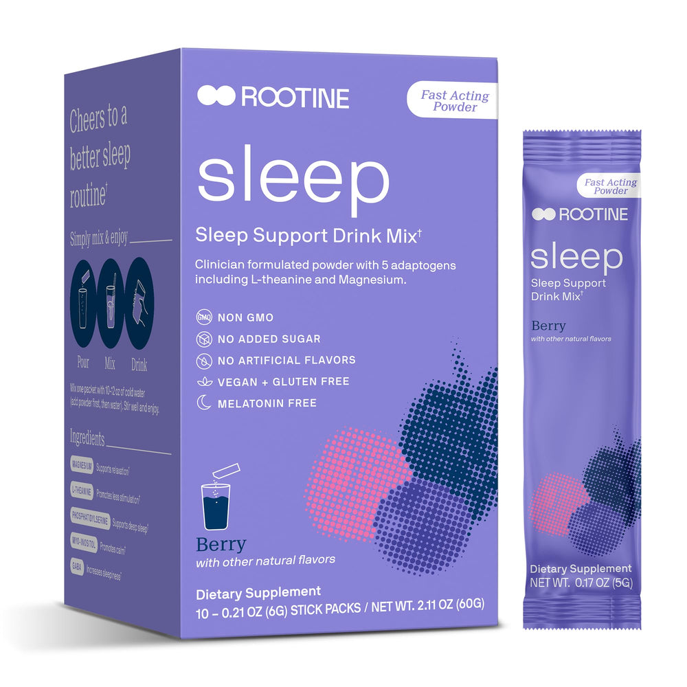 Calm sleep powder sachet with prepared drink