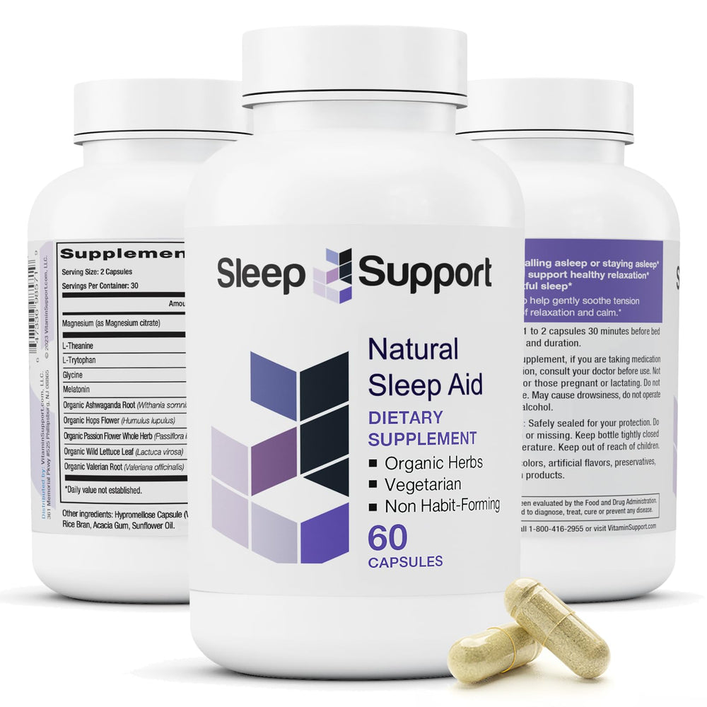 SleepSupport bottle and packaging on a clean surface
