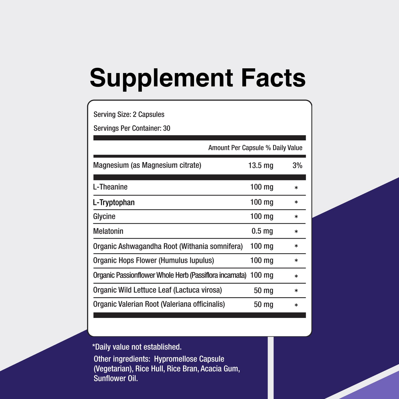 Nutrition panel and GMP-certified badge for SleepSupport