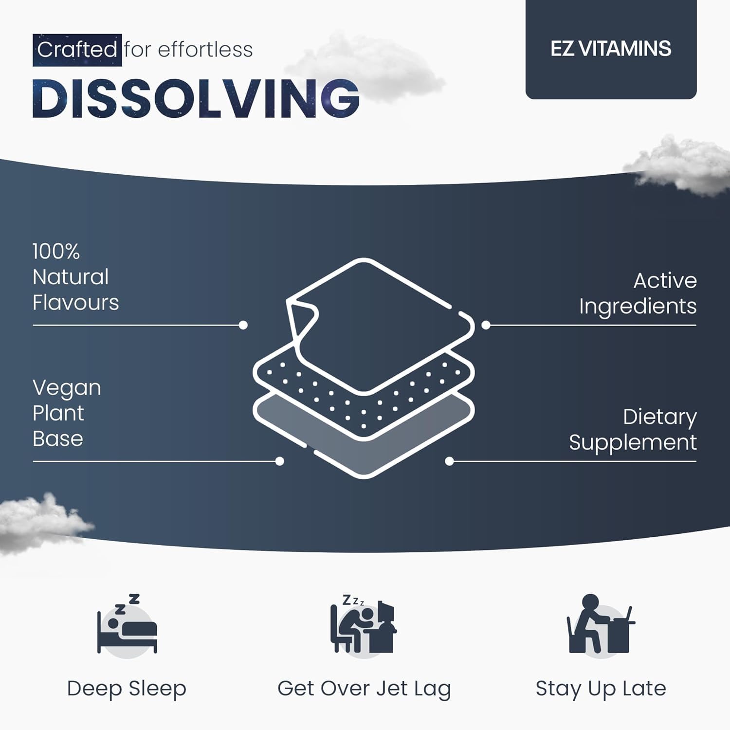 Label showing sleep-support ingredients including Vitamin D3