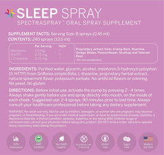 Close-up of Sleep Support Spray bottle label and spray nozzle