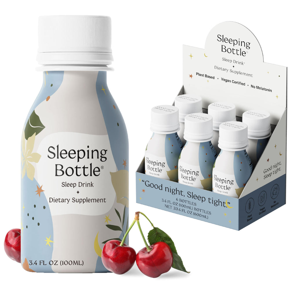 Front view of Sleeping Bottle cherry sleep aid bottle