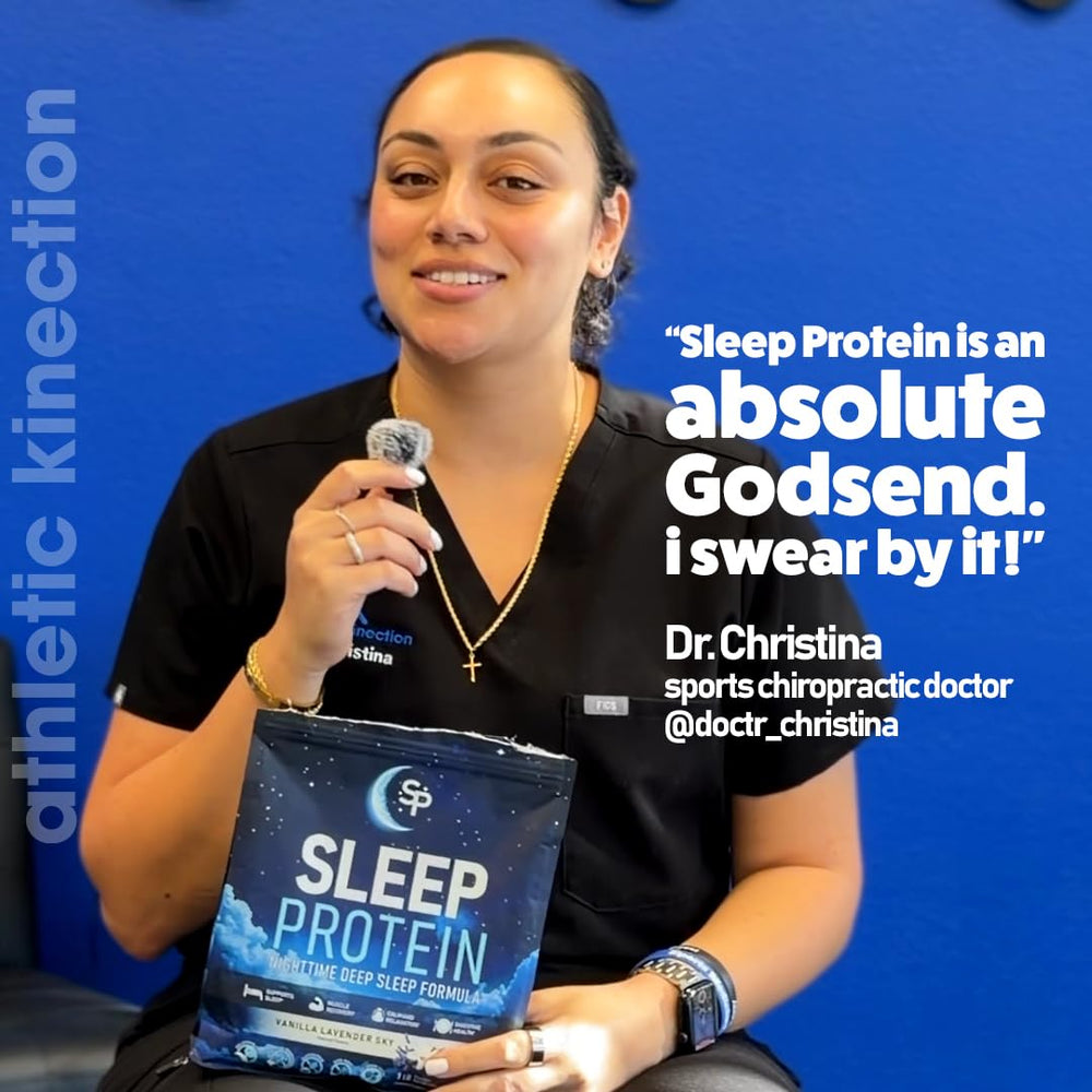 SleepProtein Made-in-USA facility badge suggests trusted production standards.
