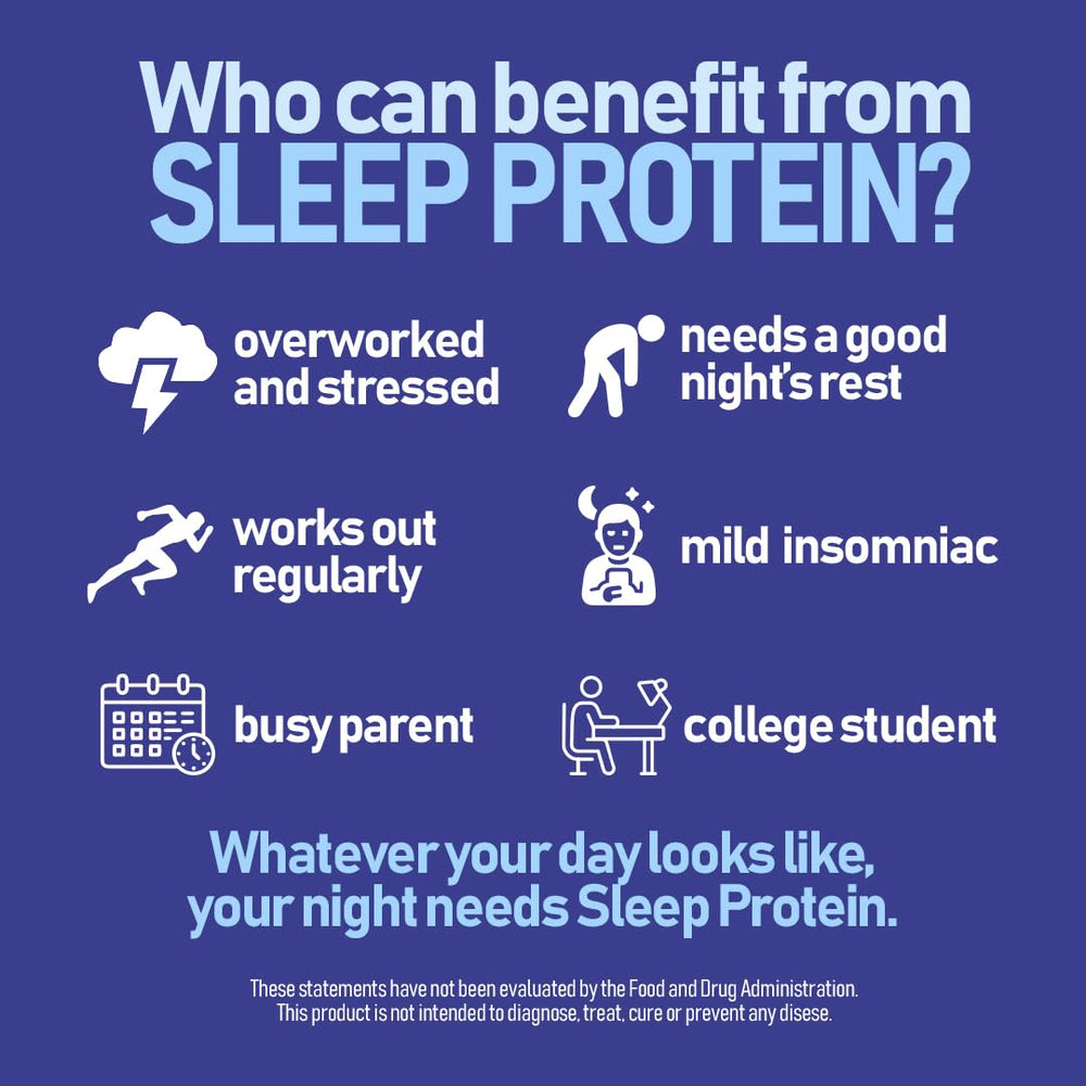 SleepProtein Overnight routine bottle on nightstand conveys peaceful wind-down ritual.