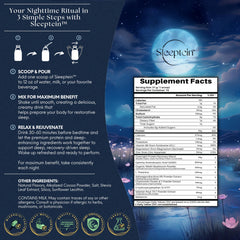 Chamomile, valerian, 5-HTP, and melatonin in Sleeptein formula.