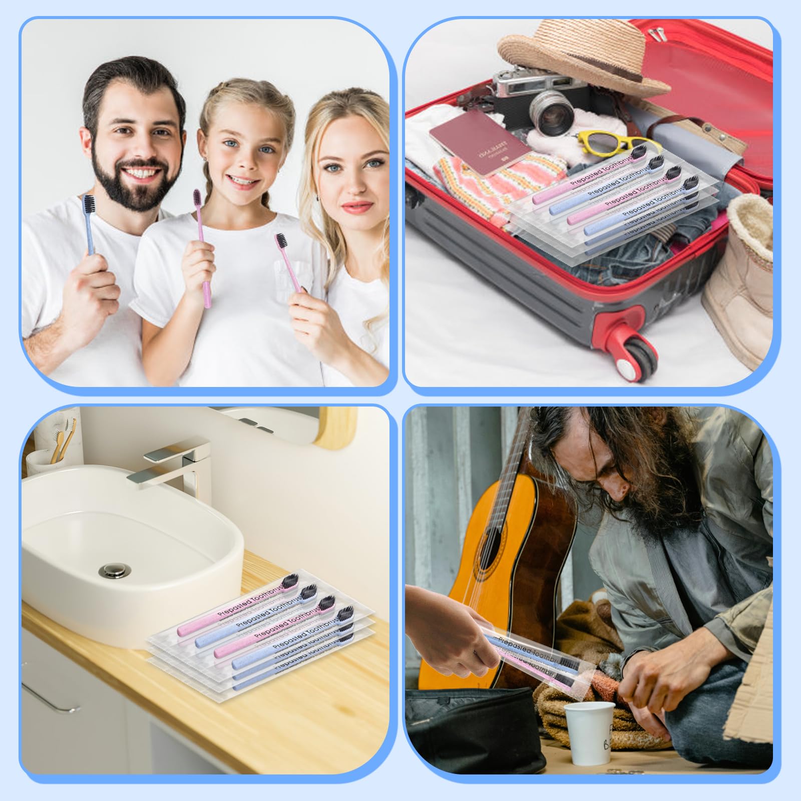 Portable travel toothbrush kit for hotels and camping