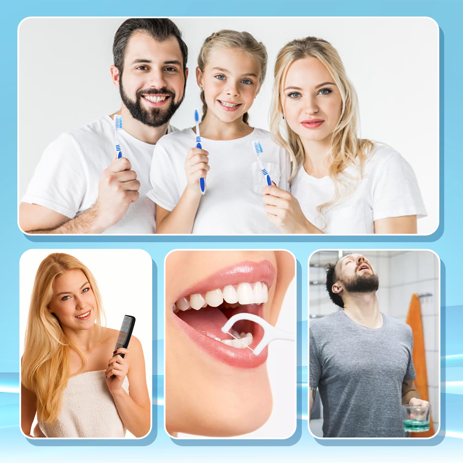 Compact 7-in-1 travel oral care kit