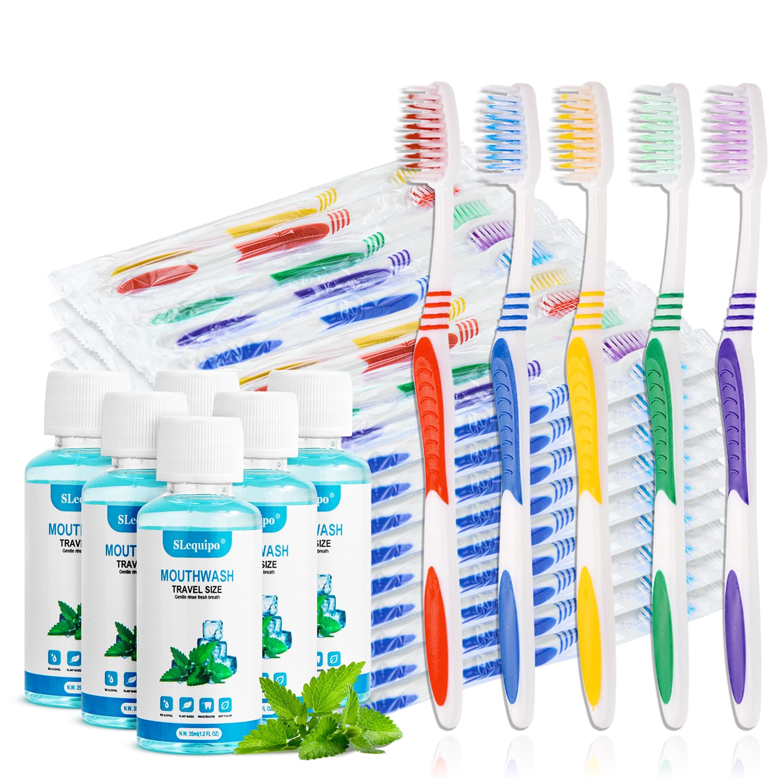 SLequipo bulk toothbrushes in assorted colors (pack view) - 50 pcs