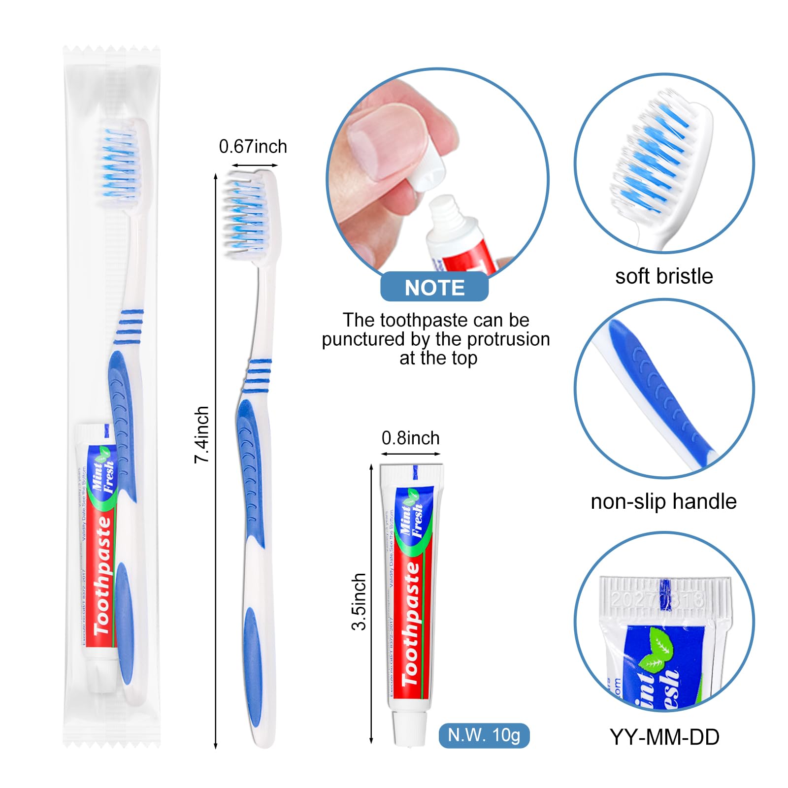 Toothbrushes in five color options (five per color)