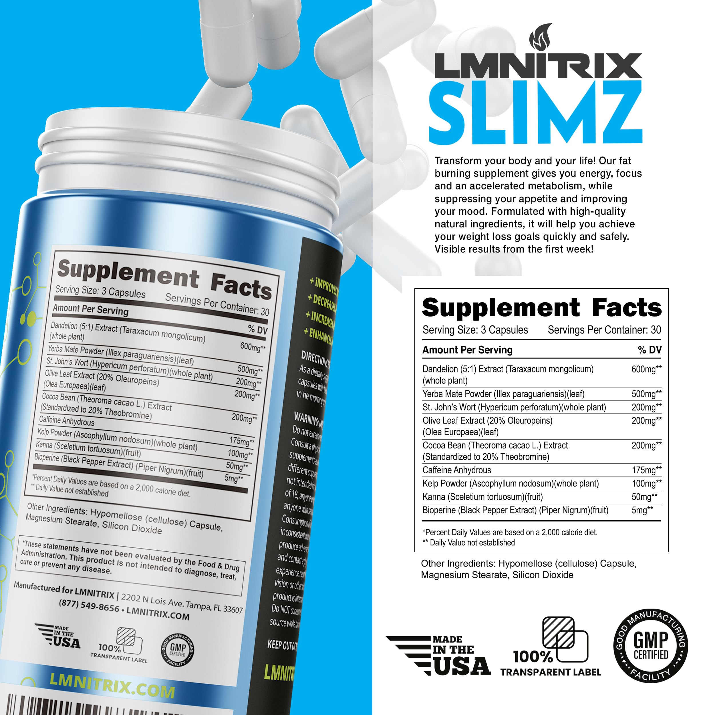 Dandelion root and natural ingredients in SLIMZ
