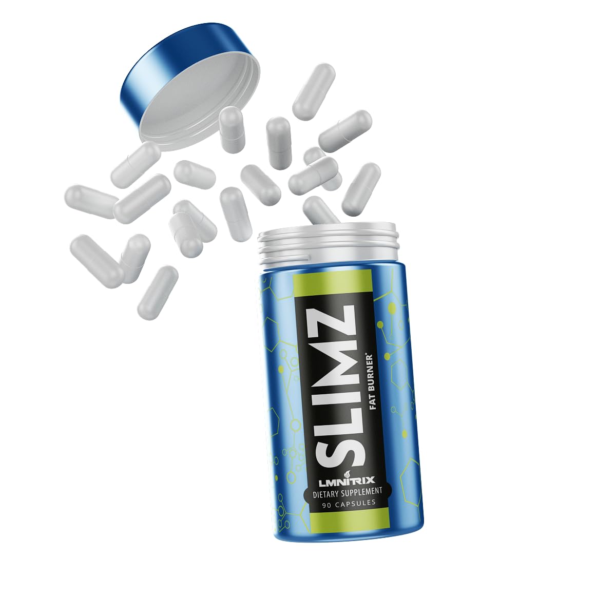 Bottle of LMNITRIX SLIMZ fat burner with 90 capsules