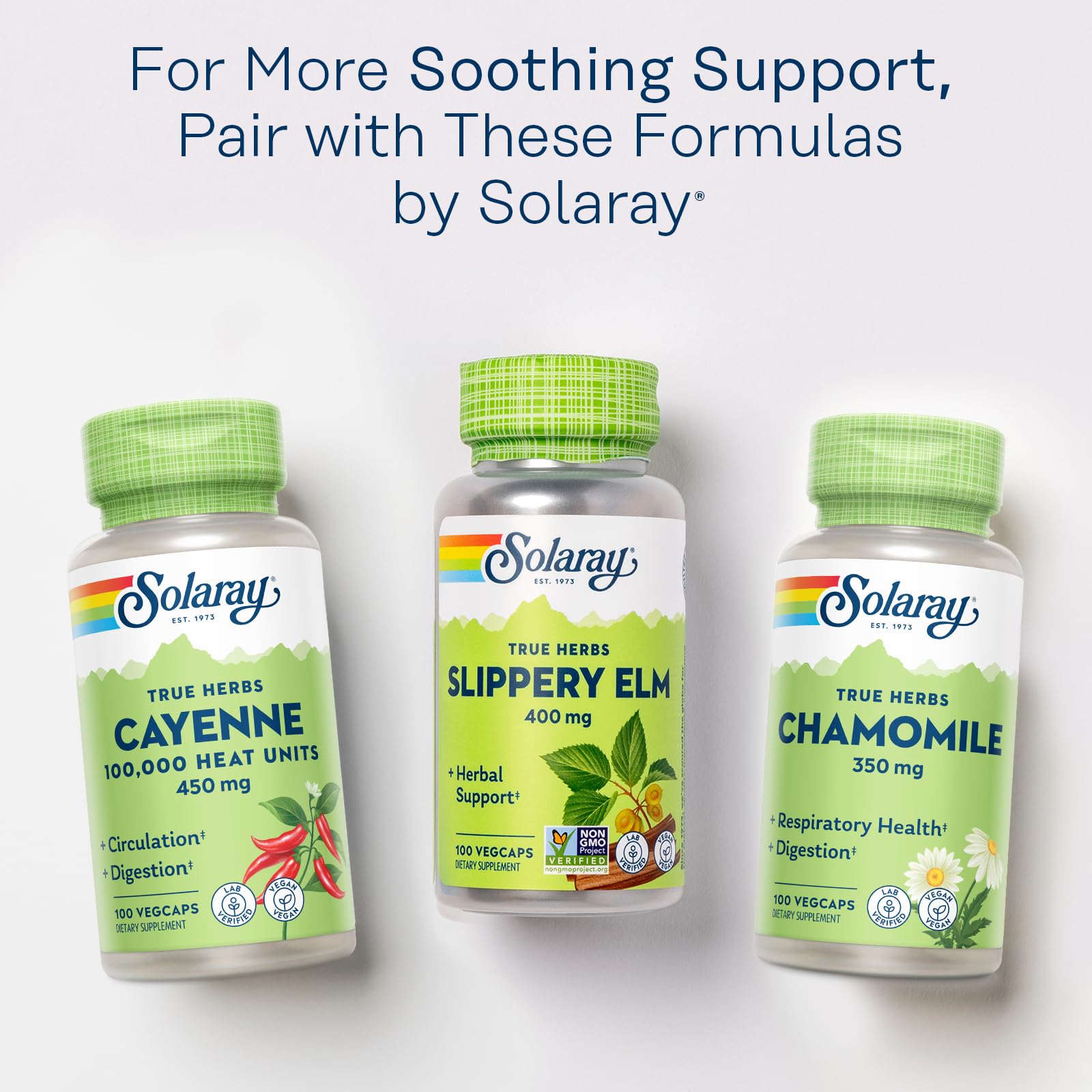 Post-consumer recycled resin bottle packaging for Solaray Slippery Elm