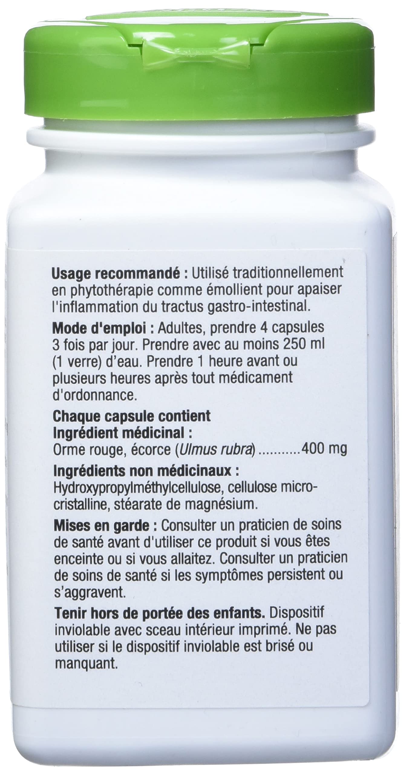 Slippery Elm Bark demulcent capsules