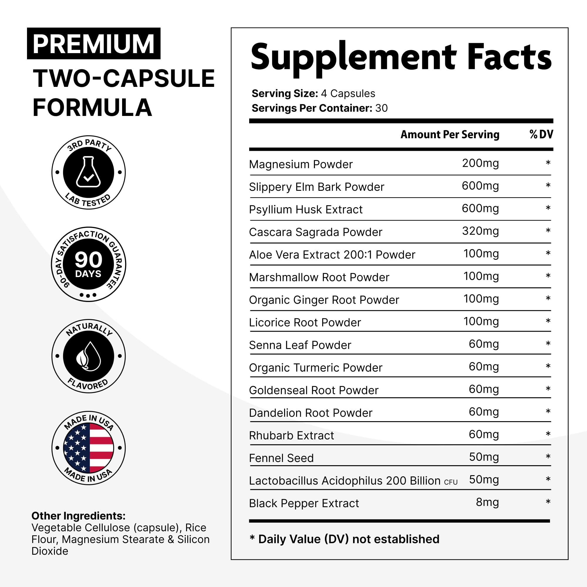 Bottle of 16-in-1 slippery elm bark digestive health supplement