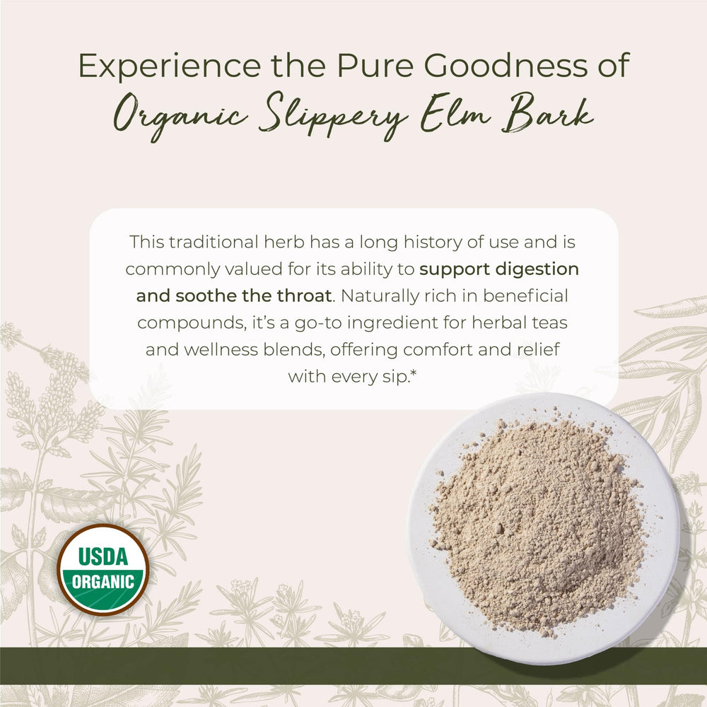 Fine slippery elm bark powder close-up (Ulmus rubra)