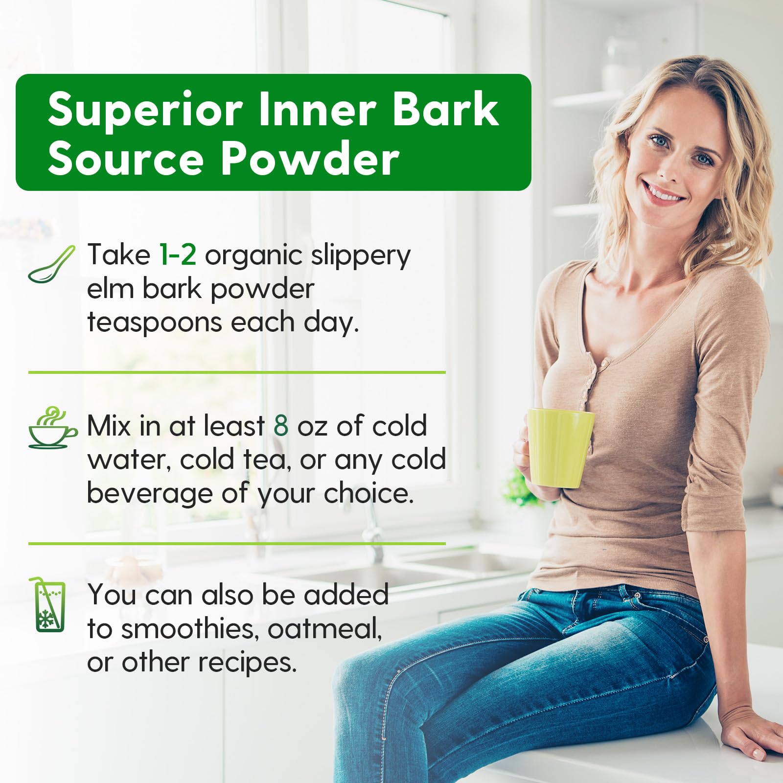 Slippery Elm powder ready to mix with water or juice