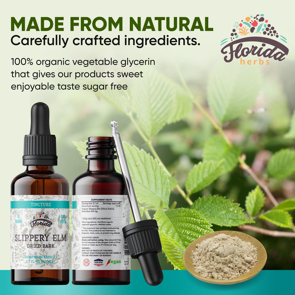 Organic Slippery Elm Bark ingredients for tincture