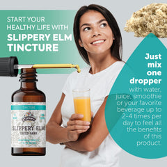 Made in USA stamp on Slippery Elm Tincture bottle