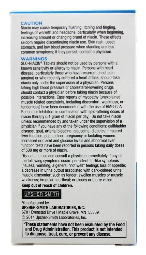 Slo-Niacin 500 mg Niacin label