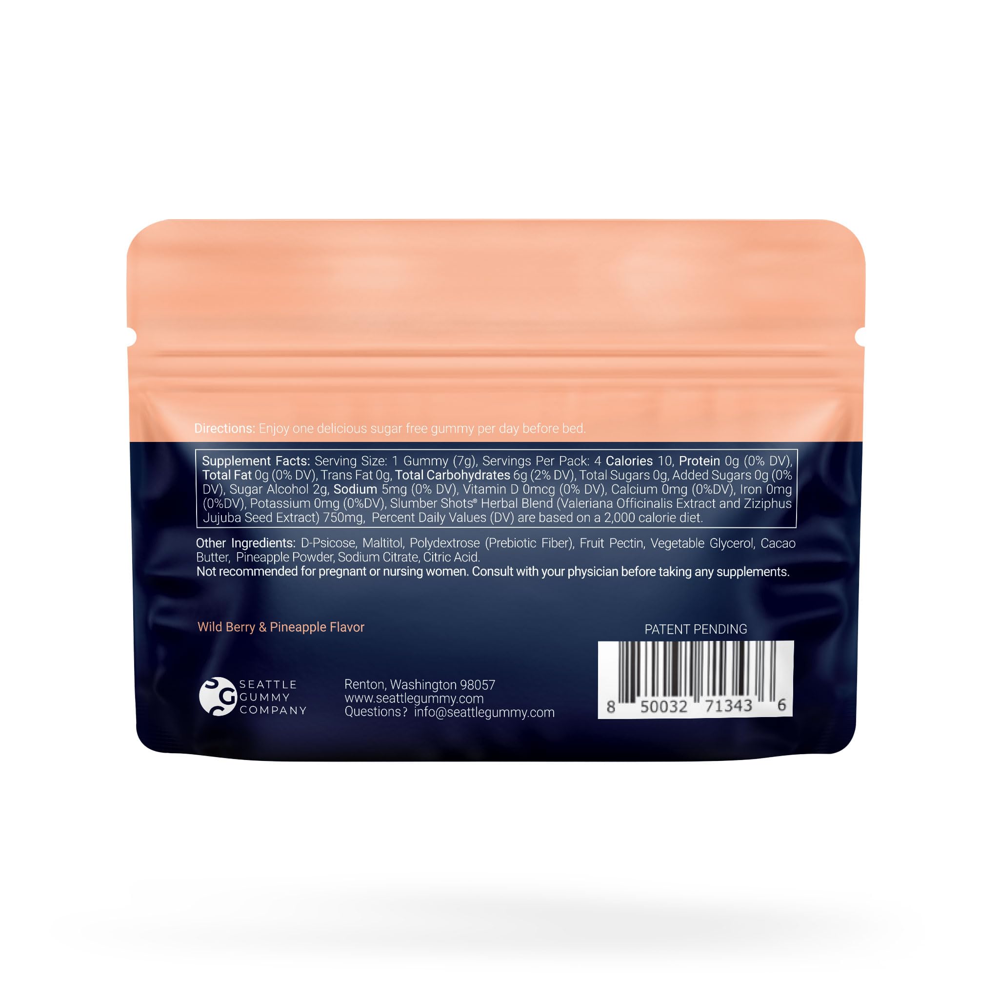 Herbal ingredients panel with valerian root and jujube seed for Slumber Shots