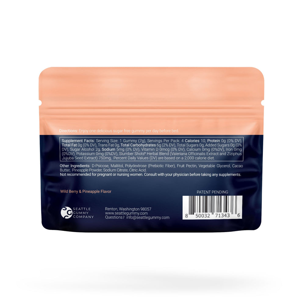 Herbal ingredients panel with valerian root and jujube seed for Slumber Shots