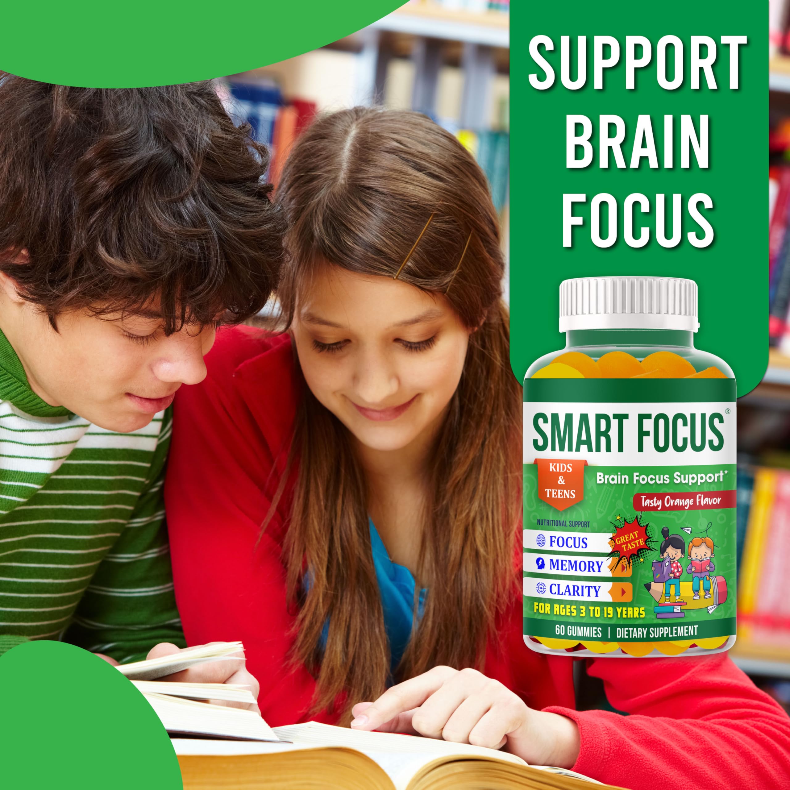 Non-GMO, gluten-free Smart Focus vitamins