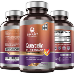 Front view of Smart Nutra Labs Quercetin with Bromelain bottle