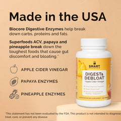 SMART Pressed side label close-up listing key enzymes and vegetarian claim