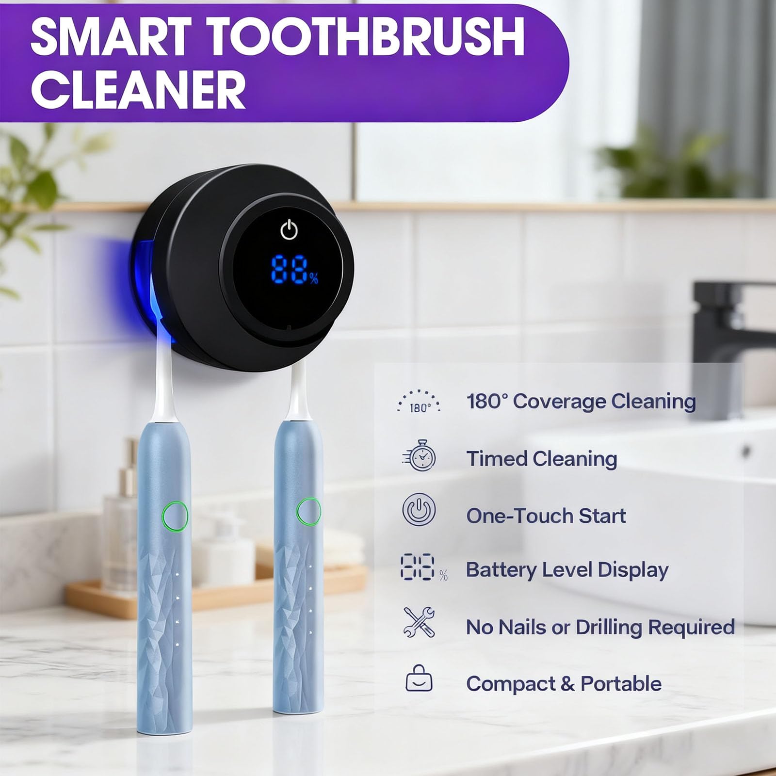 Mini sterilizer box in black with USB-C charging