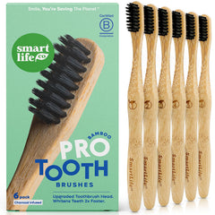 SmartLifeco Charcoal Bamboo Toothbrush PRO handle with extra soft bristles