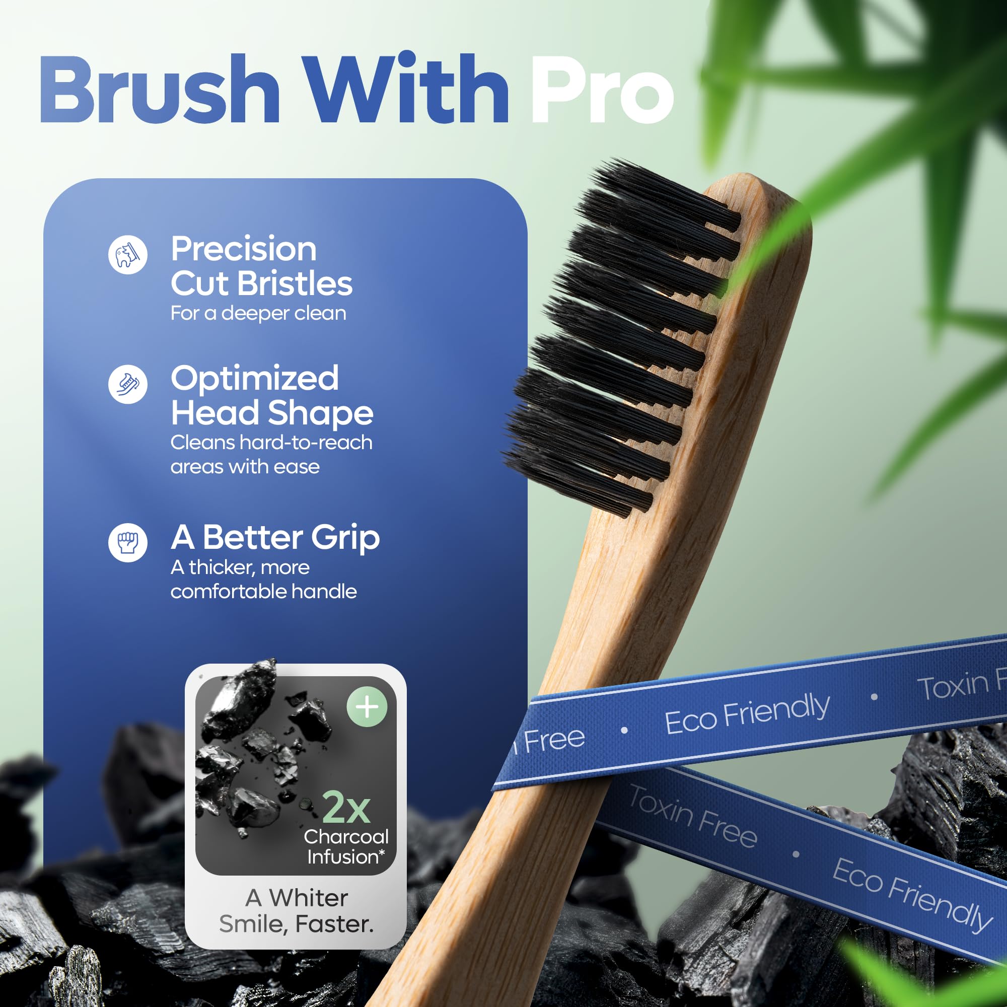 Close-up of activated charcoal-infused bristles for whitening