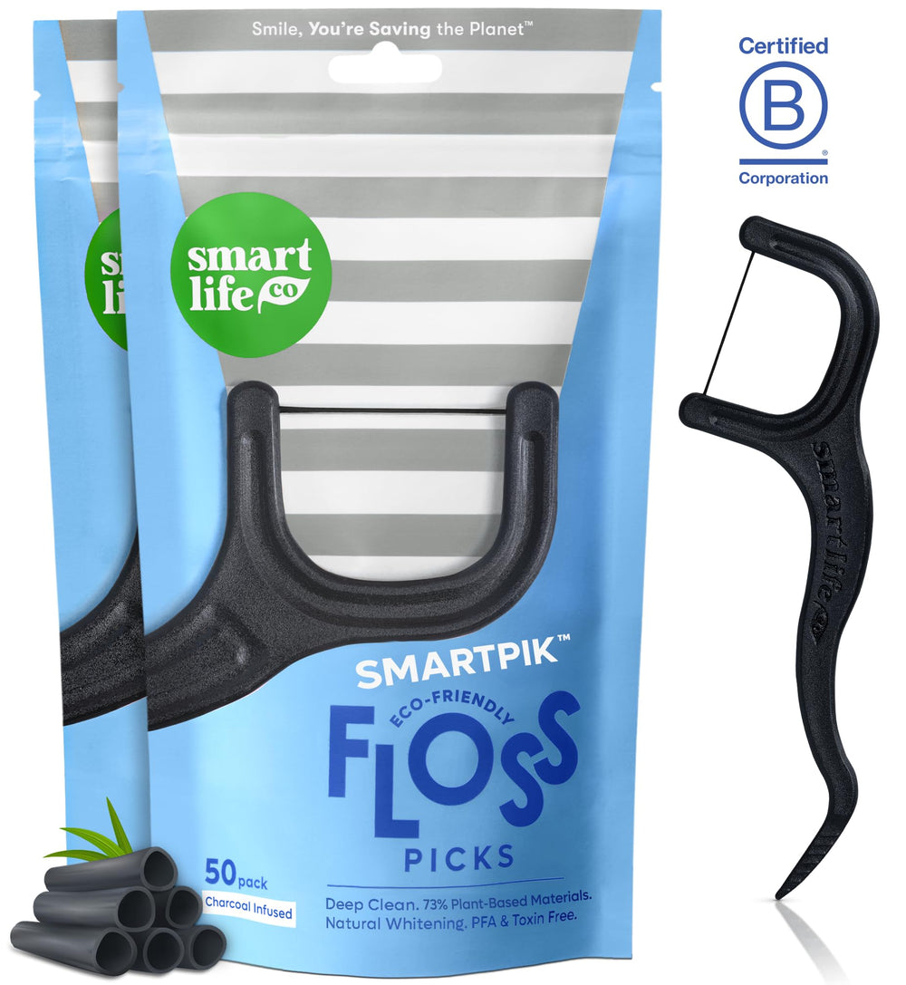 SmartLifeco eco-friendly dental floss picks with 100-count box