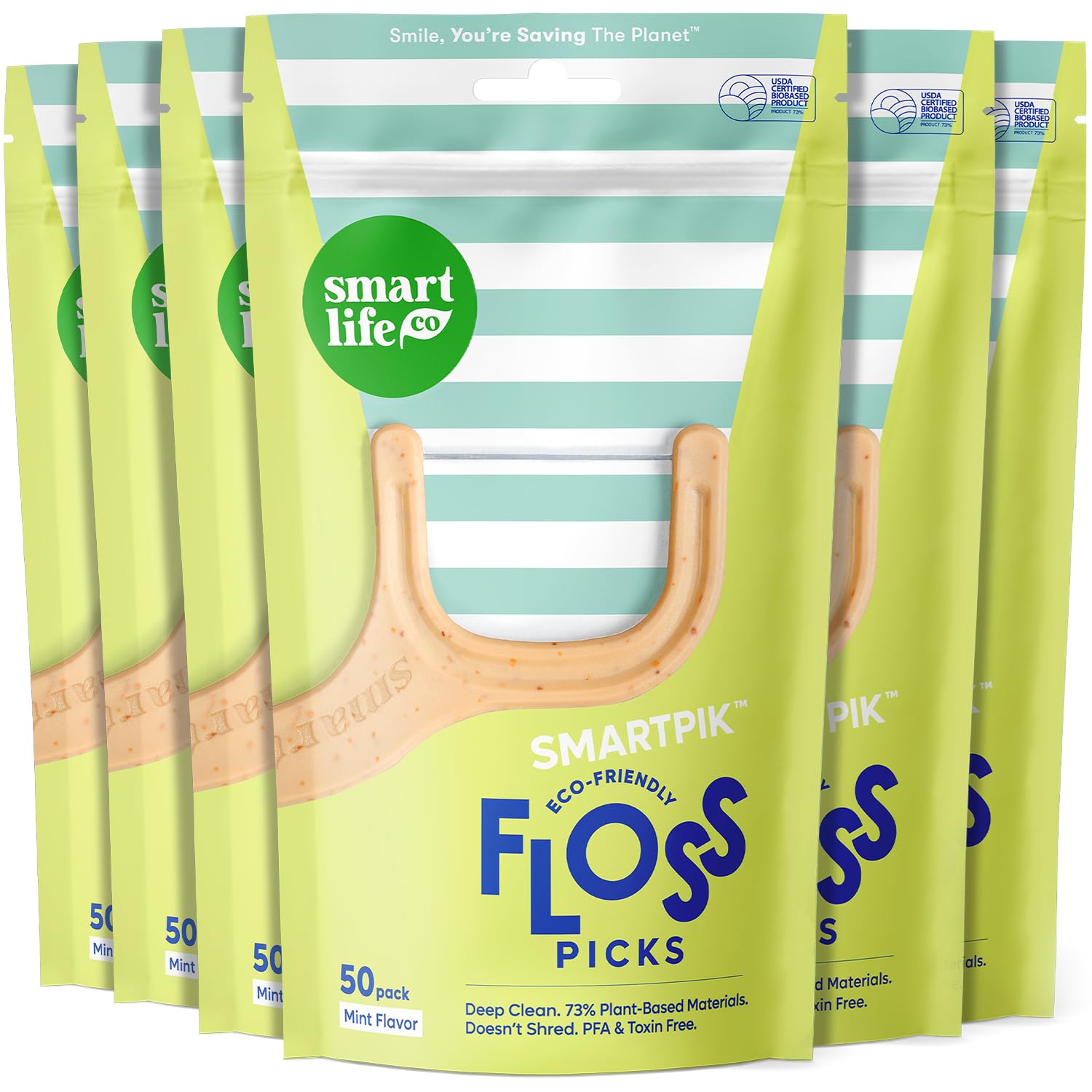 SmartLifeco floss picks made from straw-wheat material